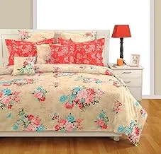 Swayam Caramel Collection Flat Queen Bedsheet Set, 40 X 270 Cm, Multi-Colour, 1824K