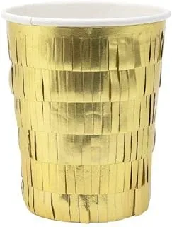 Meri Fringe Party Cups 8 Pieces, 9 oz Capacity, Gold