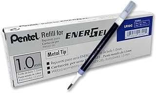 حبر إعادة تعبئة Pentel لقلم جل سائل Bl60 Energel ، 1.0 مم ، رأس معدني ، حبر أزرق ، صندوق 12 (Lr10-C-12)