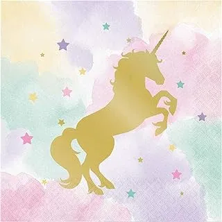 Creative Converting 8C329411 Metallic Unicorn Sparkle Napkin, Multi-Colour