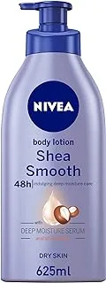 NIVEA Body Lotion Moisturizer for Dry Skin, 48h Moisture Care, Shea Smooth Shea Butter, 625ml