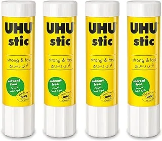 UHU STIC, The Proven Glue Stick - Glues strongly, quickly and permanently, without solvent, 21g, Set of 4, White