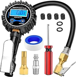 Nilight - 50057A Digital Tire Inflator Deflator with Pressure Gauge 250 PSI Air Chuck and Compressor Accessories with Rubber Hose and Quick Connect Coupler for 0.1 Display Resolution