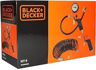 Black & DeckerAir Tools Kit 6 Pcs (Air Gun, Inflating Gun, 3 Nozzles, 5M Spiral Hose) Bd-Kit-6 Black + Decker