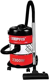 Geepas 21 L Dry and Blow Vacuum Cleaner- GVC2592| 2300W Stainless Steel Drum Tank with Powerful Copper Motor| Comfortable Handle, Rolling wheels with Easy Parking Nozzle and Dust Full Indicator