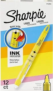 SHARPIE Liquid Highlighters, Chisel Tip, Fluorescent Yellow, 12 Count