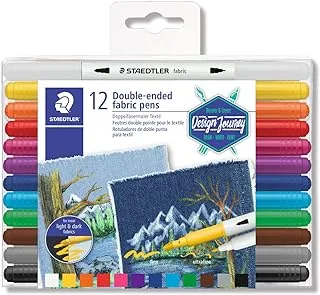 Staedtler Double-Ended Fabric Markers - Decorate T-Shirts, Pillows, Shoes and More, 12 Assorted Colors, 3190 TB12