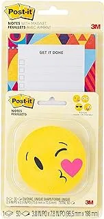 Post-it Promo 48 - Notes 2030-Emoji Notes 2 pads (73.6 x 73.6) + Notes List with Magnet (96.5x198), Fun printed Sticky notes and Listing notes, no damage, pastel color, recyclable, 2 blisters/pack