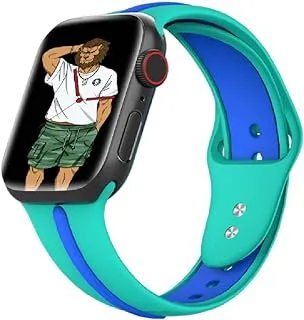 Green Lion Tanoshi Watch Strap Compatible with Apple 1/2/3/4/5/6/7/8/SE - 38/40/41mm, Ice Blue/Blue