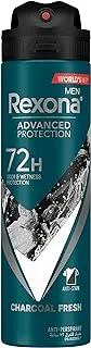 REXONA MEN Antiperspirant Deodorant Spray, 72 hour sweat & odor protection, Charcoal Fresh, with MotionSense technology, 150ml