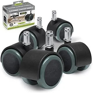 Slipstick Cb680 2 Inch Floor Protecting Rubber Office Chair Caster Wheels (Set Of 5) Standard Stem Size - Black/Gray