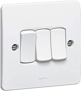 Legrand synergy white 3gang 1 way single pole switch 10a 250v - 730124