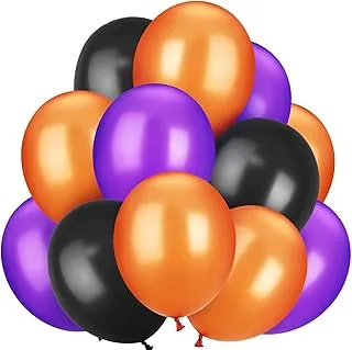 PARTY TIME - 50 Pieces Halloween Latex and Confetti Balloon Sets Halloween Party Balloons Latex for Halloween Party Kid Birthday Party Supplies (Orange, Purple and Black)