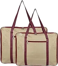 Fun Homes Large & Small Size Foldable Travel Duffle Bag, Underbed Storage Bag, Wardrobe organizer (Brown & Maroon)-Pack of 2