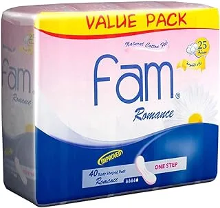 Fam Romance Natural Cotton Feel, Maxi Thick,Non-Wings Super Sanitary Pads, 40 Pads