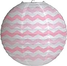 Creative Converting Two Tone Chevron Lanterns, Length 12-Inch Size, Classic Pink