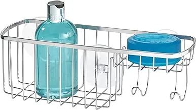 iDesign Gia Suction Bathroom Shower Caddy Combo Organizer Basket for Shampoo, Conditioner, Soap, Silver - ID57302ES