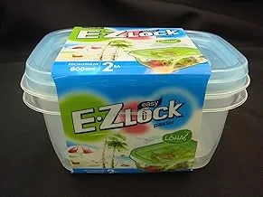 LocknLock EZ Lock Pastel حاوية مستطيلة ، مجموعة من قطعتين - أزرق HLE6320W