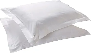 Hotel Linen Klub Deyarco Hotel Linen Oxford Standard Pillowcase 2Pc Set- 350Tc 100% Long Staple Cotton Sateen, Luxury Quality, Size: 50 X 75 + 5 cm, Plain White