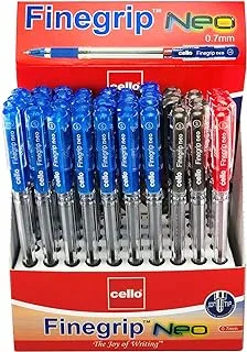 Cello finegrip neo ball pen 0.7mm display of 50pc assorted, fgripneod7-50a