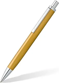 STAEDTLER Triplus 444 M11-3 قلم حبر جاف قابل للسحب ، ذهبي لامع ، غلاف معدني عالي الجودة في شكل مثلث مريح ، عبوة كبيرة M ، حبر أزرق