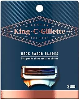 شفرات حلاقة King C. Gillette للرجال ، عبوة من 3 عبوات قابلة لإعادة التعبئة ، مع شفرات Skinguard و Gillette's Best and Sharpest Stainless Steel Platinum Coated