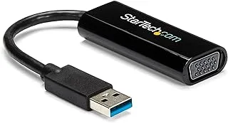 Startech.Com USb 3.0 To Vga Adaptor - تصميم نحيف - 1920X1200 - بطاقة رسومات وفيديو خارجية - محول شاشة عرض مزدوج - يدعم Windows (USb32Vgaes) ، أسود