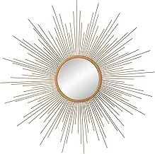 Patton Wall Decor Home Mirror, Spoked Sunburst Wall Accent Mirror, Gold