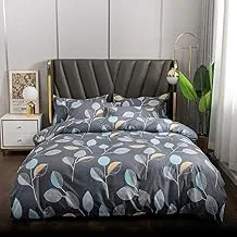 6-Piece Double Size Duvet Cover Set|1 Duvet Cover+1 Flat Sheet+4 Pillow Cases|Microfibre|Raven