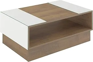 Artely Detroit Coffee Table With Mirrors, Pine Brown - W 90.5 cm X D 59 cm X H 35.5 cm