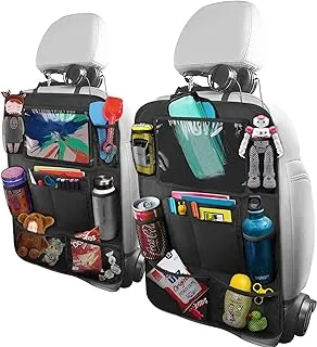 Belka Car Backseat Organizer With 10 Inch Tablet Holder + 9 Storage Pockets Back Seat Protectors Kick Mats For Kids Toy Bottle Drink Universal Travel Accessories Kid And Toddlers (2 Pack)