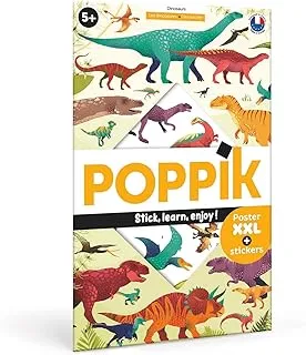 Poppik Arts and Crafts Sticker Poster Discovery for Kids Ages 5-12+ Years, Dino, Multicolored, DIS005