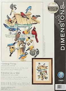 Dimensions 'Feasting Frenzy' Birds Counted Cross Stitch Kit, 18 Count Ivory Aida, 10'' X 14''