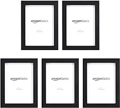 Amazon Basics Rectangular Photo Picture Frame, 12.7 CM x 17.78 CM, Pack of 5, Black