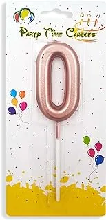 PARTY TIME - #0 Rose Gold Birthday Number Candles, Matte Numeral Candles Cake Topper Decoration for Birthdays, Weddings, Reunions and Theme Party