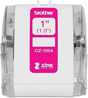 Brother أصلي Cz-1004 طول مستمر 1 بوصة (1.0 بوصة) 25 ملم عرض × 16.4 قدم. (5 متر) لفة ملصقات طويلة تتميز بتقنية Zink Zero Ink