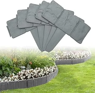 Ariskey Garden Plastic Fence Edging 10Pcs Stone Hammer In Lawn Spring Yard Faux Patio Decor Flower Grass Bed Border For Landscaping Walkways- Gray