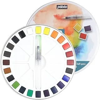 Pébéo - Watercolor Fine Box Round Enmetal 24 Half Buckets - Box Painting Watercolor Pébéo -Kit Watercolorpalette (قد تختلف التعبئة)