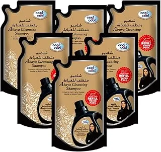 Cool & Cool Abaya Cleansing Shampoo 1 Liter Pouch (Pack of 6) - Gentle Fabric Care, Color Protect, Long Lasting Fragrace & Easy Rinse Off 6 Liters