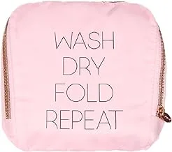 Miamica Travel Laundry Bag, Wash, Dry, Fold, Repeat, Pink, One Size, Travel Laundry Bag, Wash, Dry, Fold, Repeat