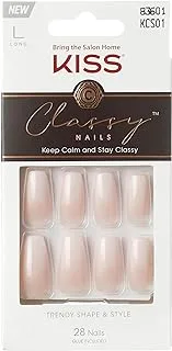 Kiss Classy French Nail Manicure Kit With Gel Finish, Long, Coffin Shaped, Be-You-Tiful', Gel Nail Kit Includes Pink Nail Glue (Net Wt. 2 G / 0.07Oz.), Mini File, Manicure Stick, And 28 Fake Nails