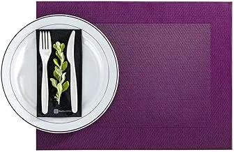 Geneva Frame Violet Vinyl Woven Placemat - Heat Resistant, Stain Resistant - 16