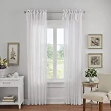 Elrene Home Fashions Crushed Semi-Sheer Adjustable Tie Top Single Panel Window Curtain Drape, 52