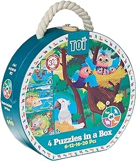 Lepin Toi Cardboard Four In One Children Jigsaw Puzzle Forest Animal, Blue, Ty-029