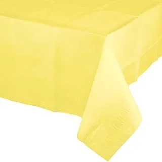 Creative Converting Mimosa Plastic Lined Tablecover, Yellow