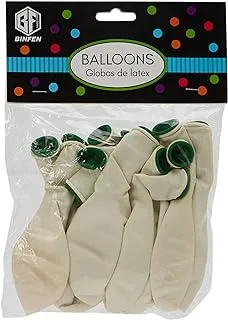 Party Time White And Green Double Metalic Balloon 12 Pieces Plain Color Shiney