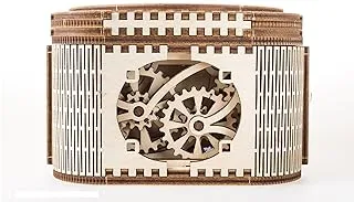 Ugears Treasure Box 3D Wooden Puzzle Mechanical Model, Brown/White, Ugr-70031, 190 Parts