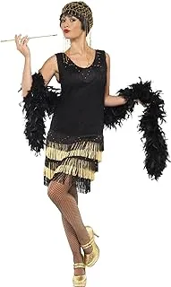 Smiffys Adult Women's 1920 Fringed Flapper Costume, Dress with Lace Front and Beaded Fringing, 20's Razzle Dazzle, Serious Fun