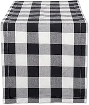 Dii Classic Buffalo Check Tabletop Collection For Family Dinners, Special Occasions, Barbeques, Picnics And Everyday Use, 100% Cotton, Machine Washable, Table Runner, 14X72, Black & White