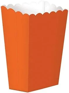 PARTY TIME - 5-Pieces Standard Orange Solid Paper Popcorn Boxes